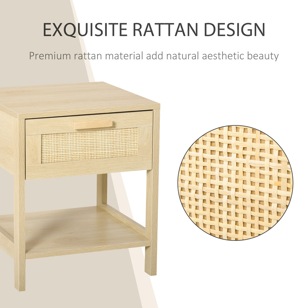 Portland Single Drawer Natural Rattan Side Table Image 4