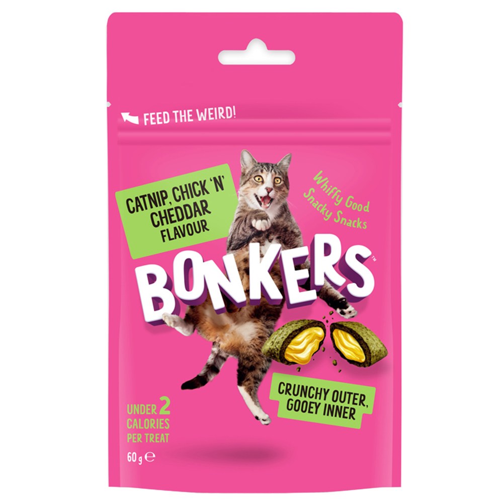 Bonkers Catnip Chick N Cheddar Flavour Cat Treats 60g Image 1