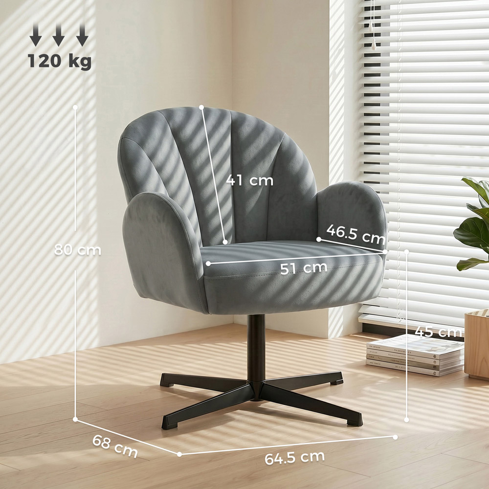 HOMCOM Grey Modern Swivel Accent Chair Image 9
