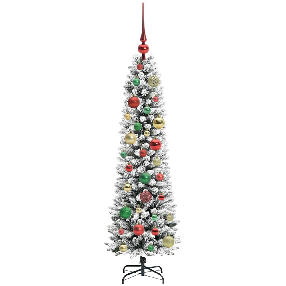 vidaXL Pre-Lit Warm White and Multicolour Baubles White Artificial Christmas Tree with Stand 4ft Image 3