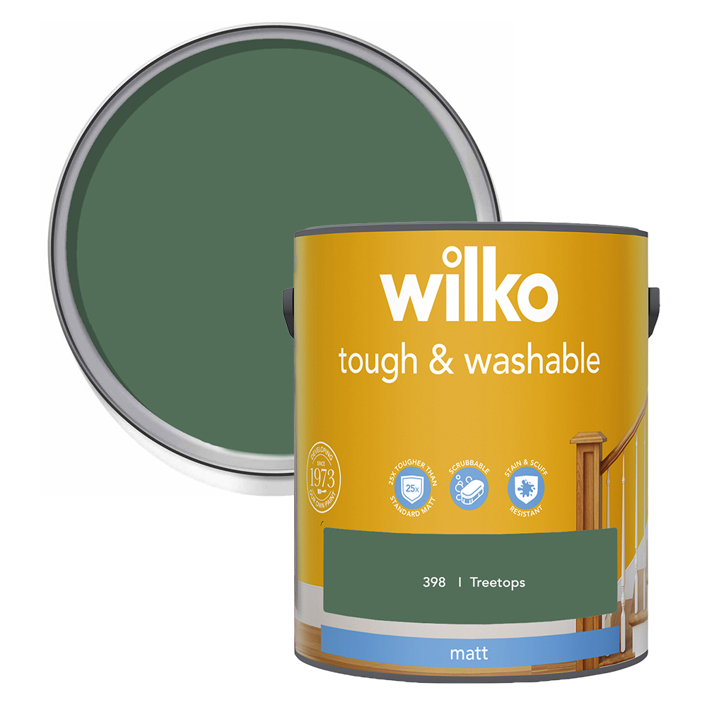 Wilko Tough & Washable Treetops Matt Emulsion Paint 5L Image 1