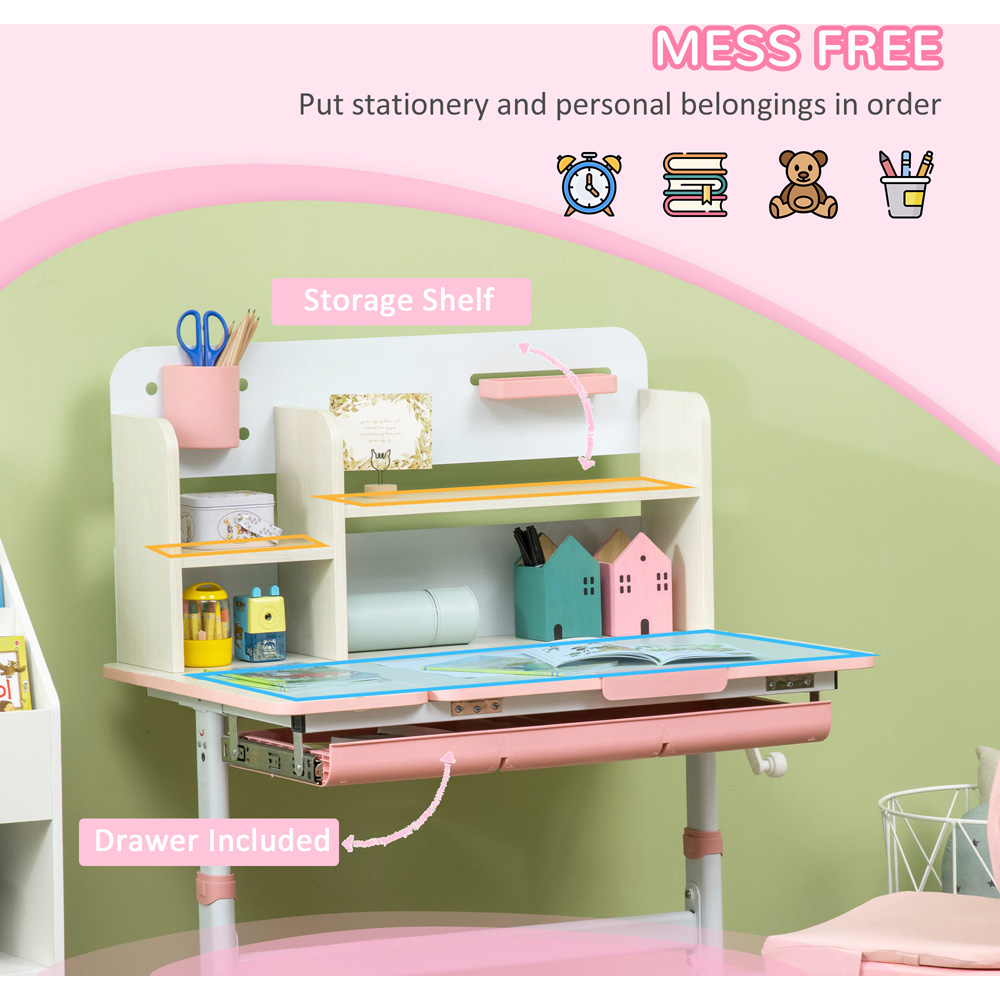 Playful Haven 2 Piece Kids Desk and Chair Set Pink Image 6