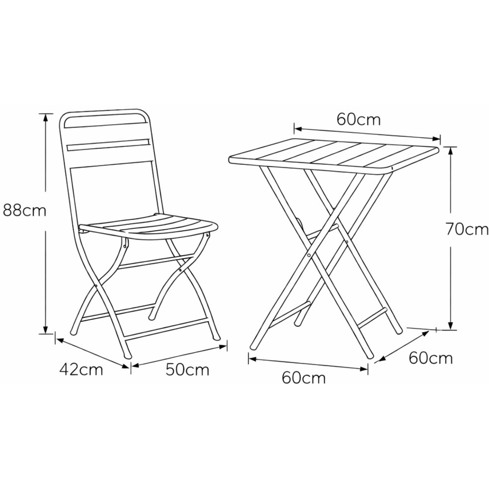 Artemis Home Colourways 2 Seater Beige Vibrant Folding Bistro Set Image 2