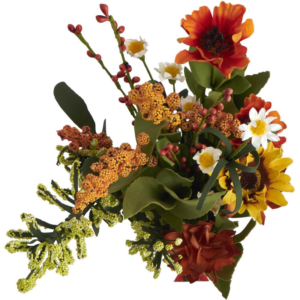 Wilko Orange and Green Artificial Flower Bunch Wilko