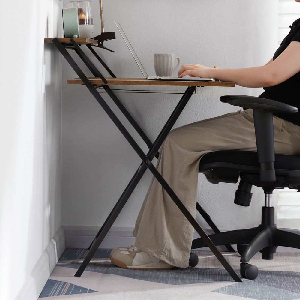 Vida Designs Brooklyn Dark Wood Foldable Computer Desk Image 4
