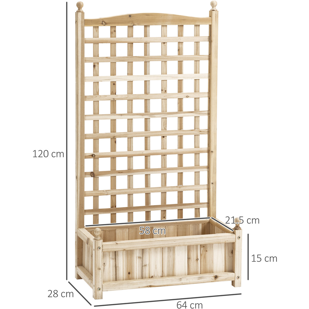 Outsunny Natural Raised Garden Bed Planter with Trellis 120 x 28 x 64cm Image 8