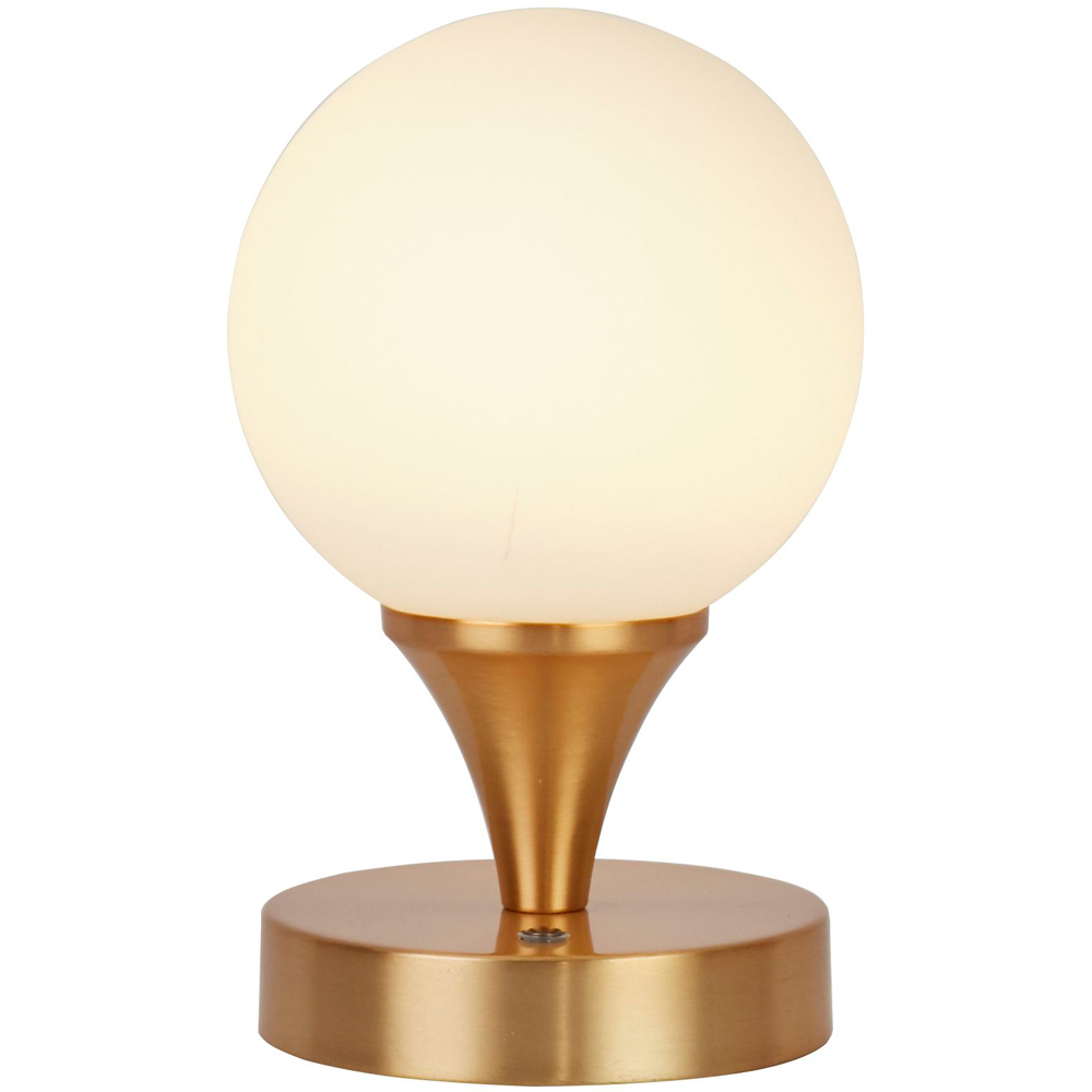 Lighting Collection Opal Glass and Gold Rechargeable LED Table Lamp Image 3