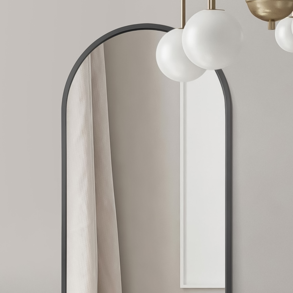 The Arcus Black Arched Leaner Wall Mirror 160 x 80cm Image 3