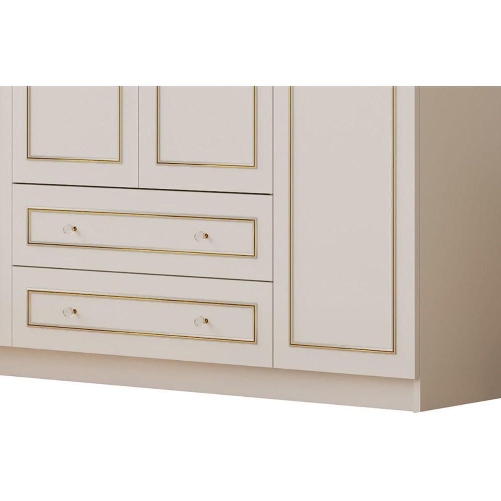 Evu MARIE 4 Door 2 Drawer Gold and White Wardrobe Image 4