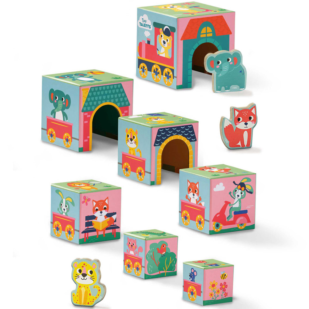 SES Creative Tiny Talents Stacking Blocks Tower with Animal Figures Image 2