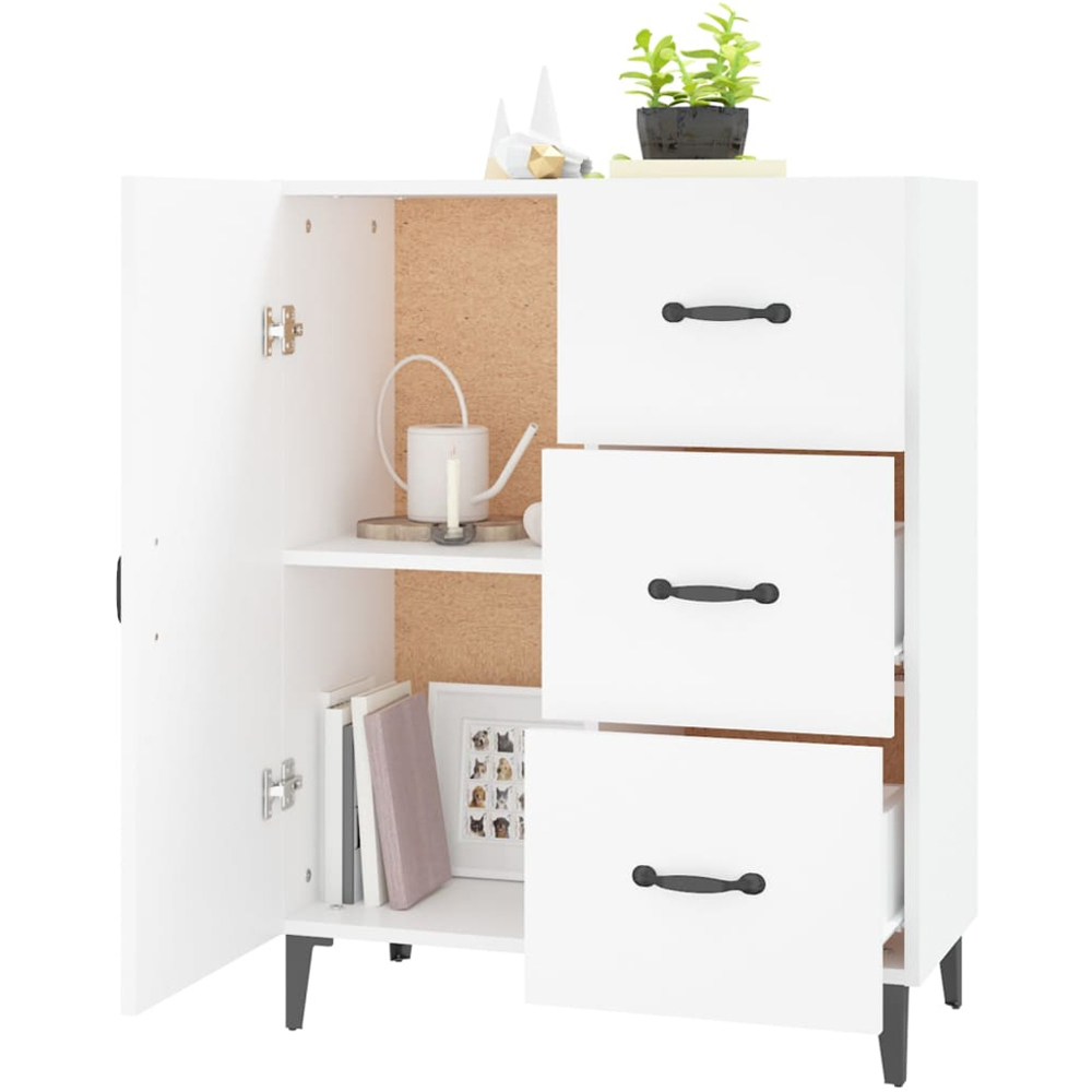 vidaXL Single Door 3 Drawer White Sideboard Image 4