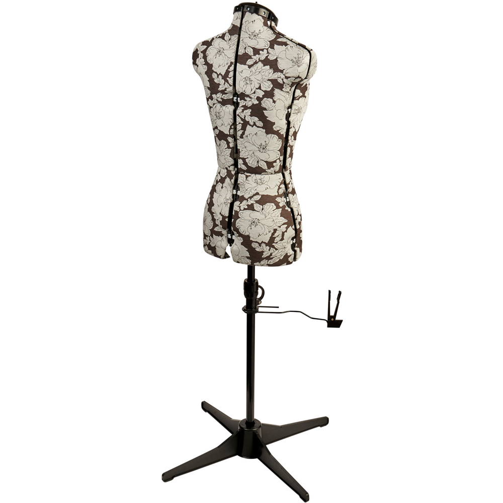 Sewing Online 5901P Grey Floral Hollyhock Adjustable 8-Part Dressmakers Dummy with Hem Marker Petite Image 3