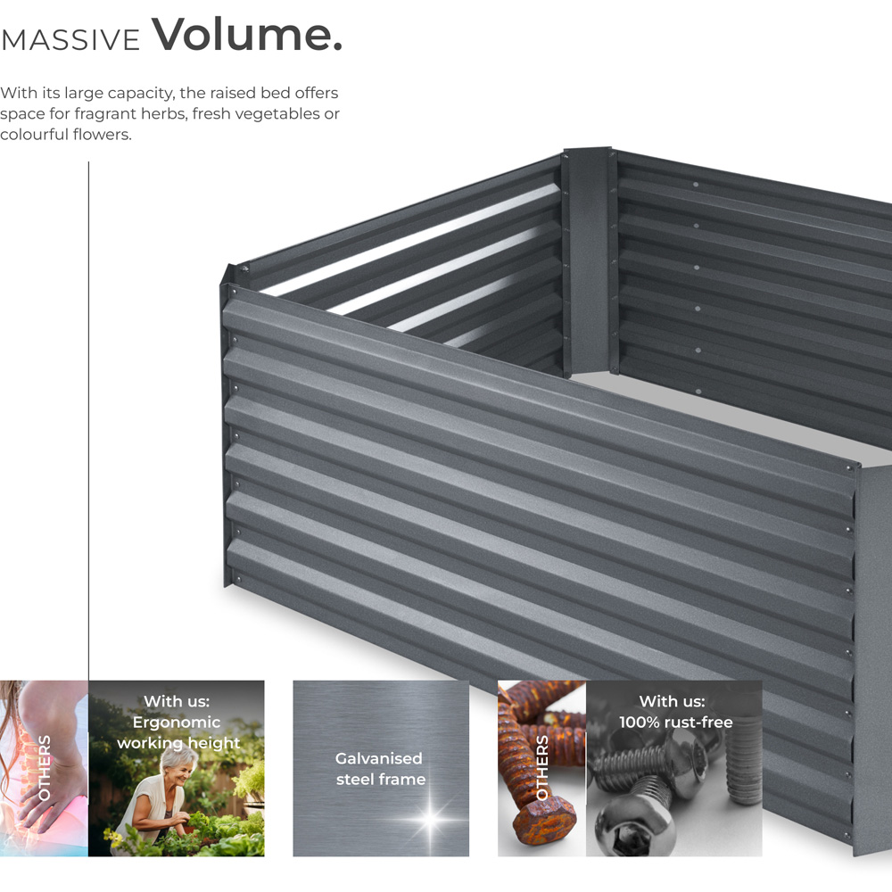 tectake Salvia 90 x 120cm Silver Galvanised Steel Raised Garden Bed Image 6