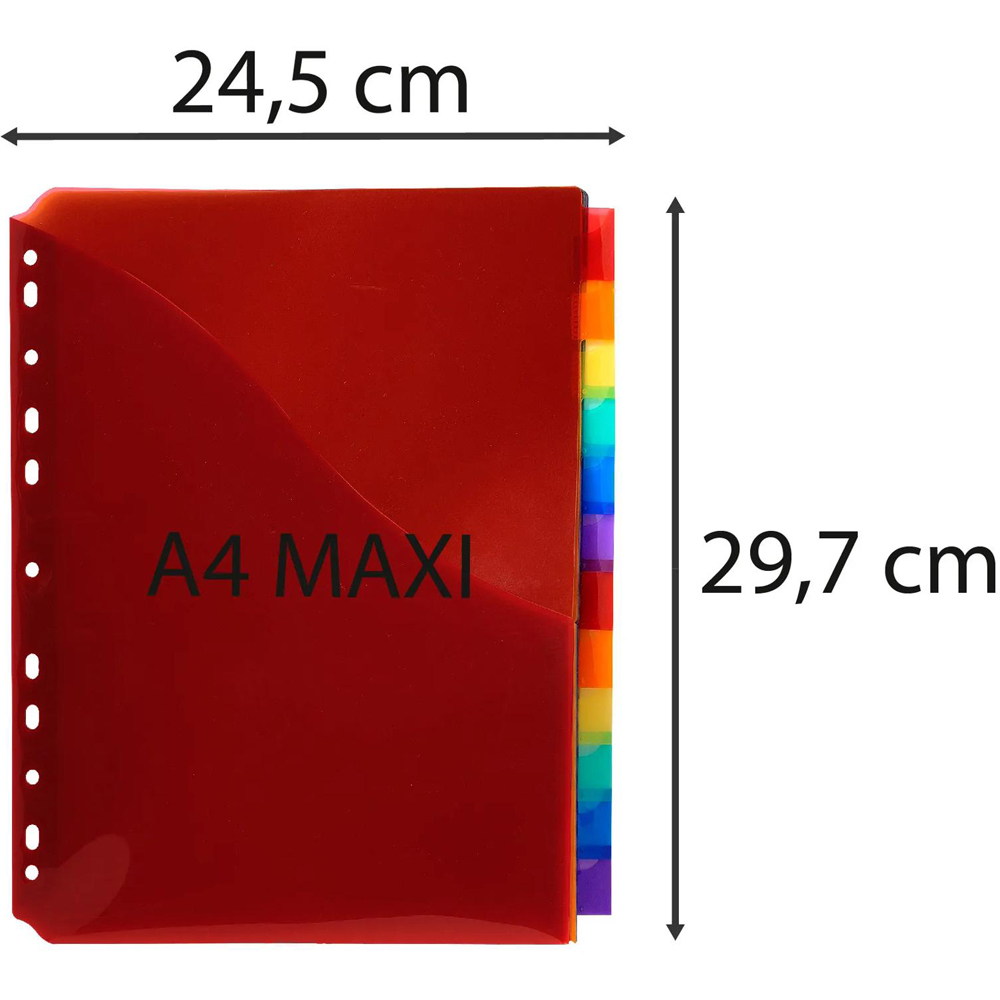 Exacompta A4 Maxi 12 Section Assorted Colour Polypropylene Divider 10 Pack Image 9