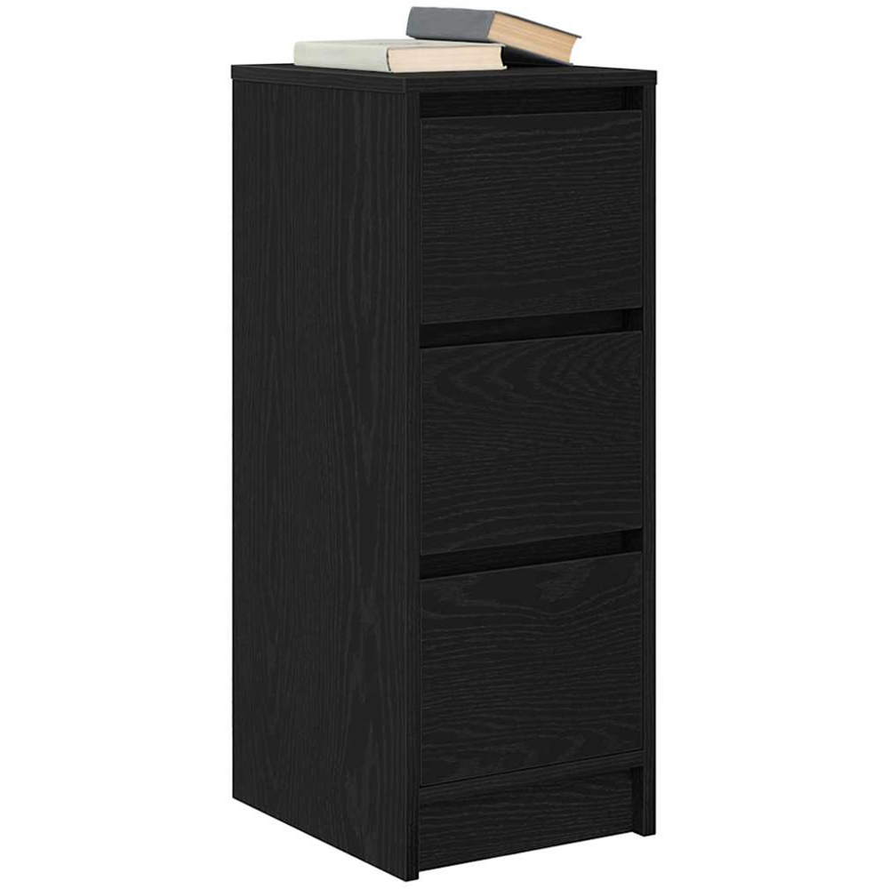 vidaXL 3 Drawer Black Oak Wooden Sideboard Image 4