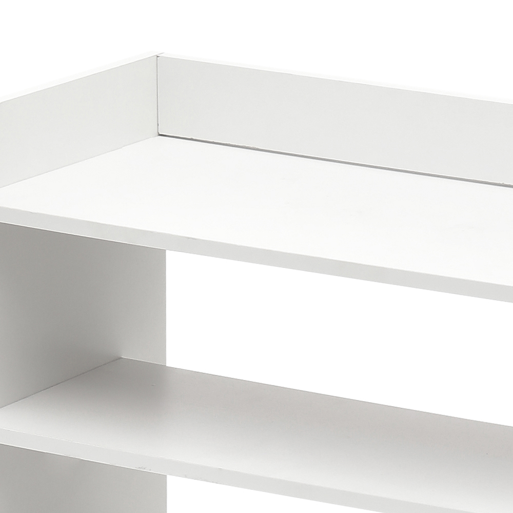 H&O Direct 7 Shelf White Shoe Rack with Raised Guardrail Image 3