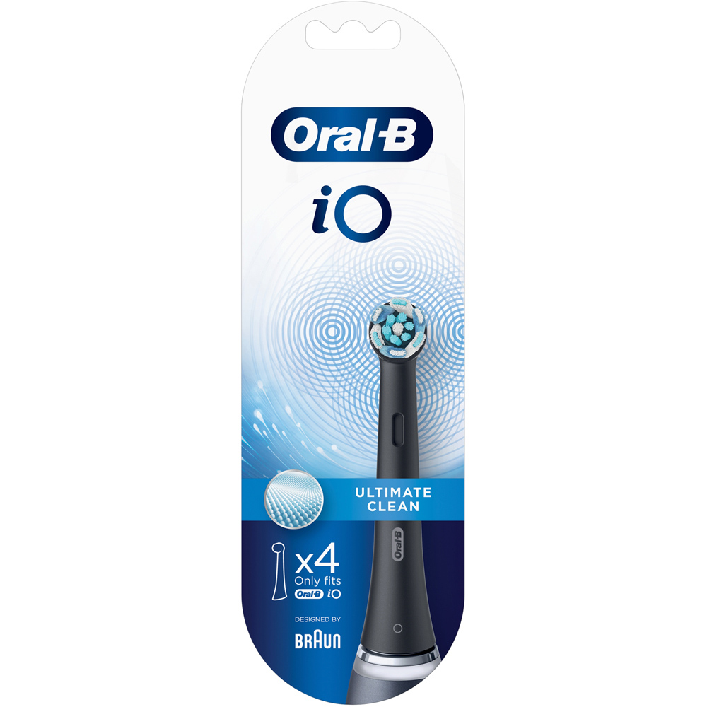 Oral-B iO Ultimate Clean Black Toothbrush Head 4 Pack Image 1