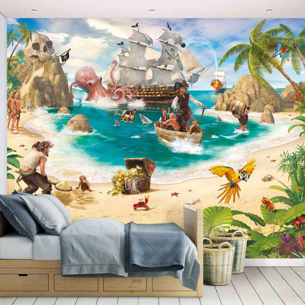 Walltastic Wallpaper Mural Pirate and Treasure Adventure 8ft x 10ft Image 2