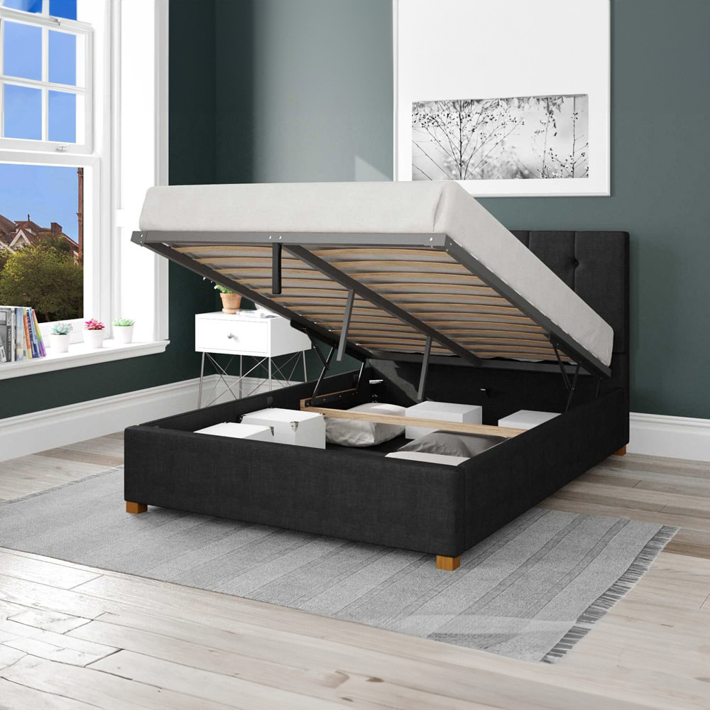Aspire Hepburn Double Ebony Malham Weave Ottoman Bed Image 2