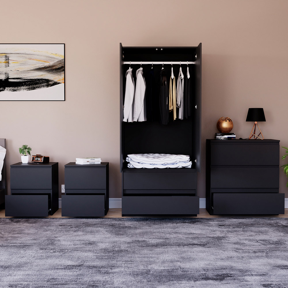 Denver Black 4 Piece Bedroom Furniture Set Image 4