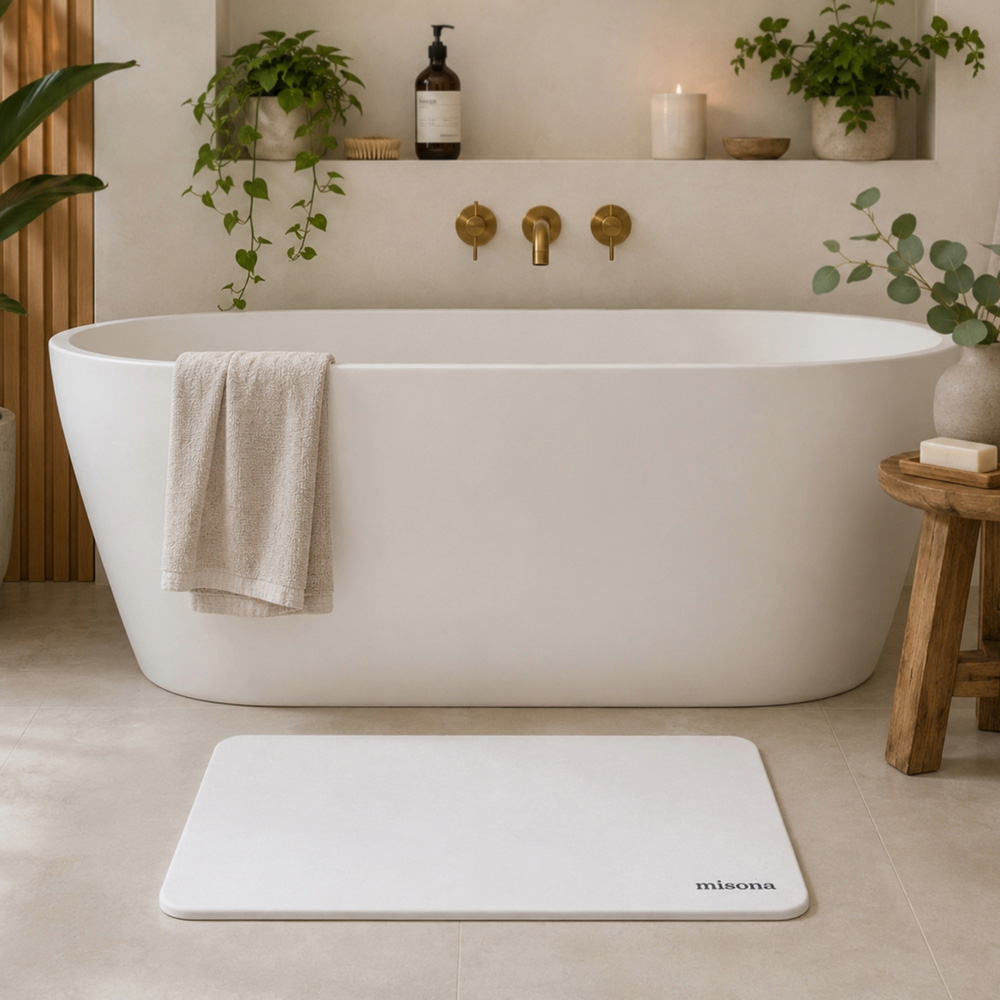 Allure Bath Fashions Off White Large Stone Diatomite Bath Mat 50 x 80cm Image 2