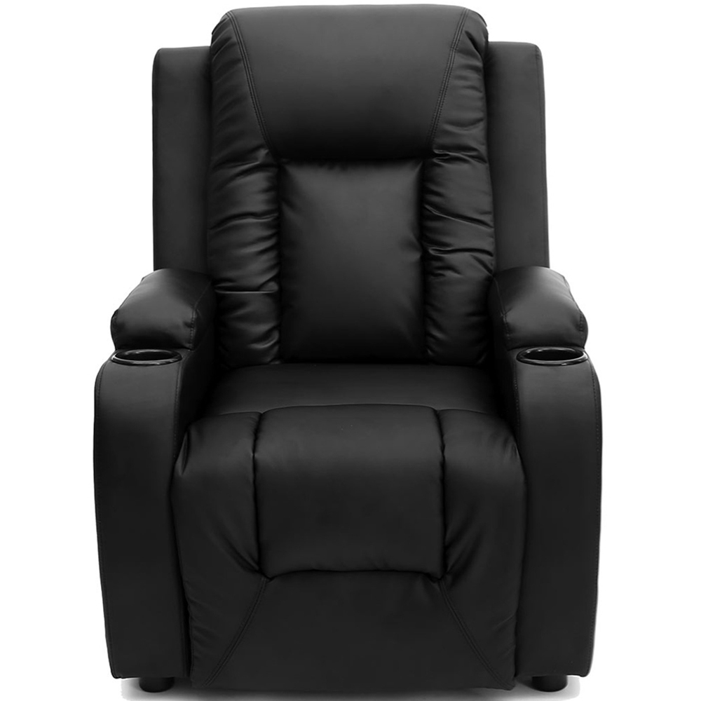 Furniture Online Oscar Black Bonded Leather Pushback Recliner Chair with Cupholders Image 3