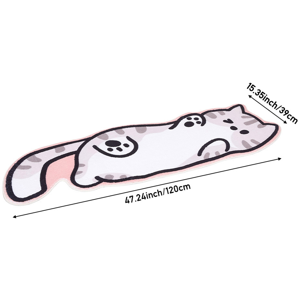 Living and Home Pink and White Cat-Shaped Non-Slip Runner Rug 120 x 39cm Image 8