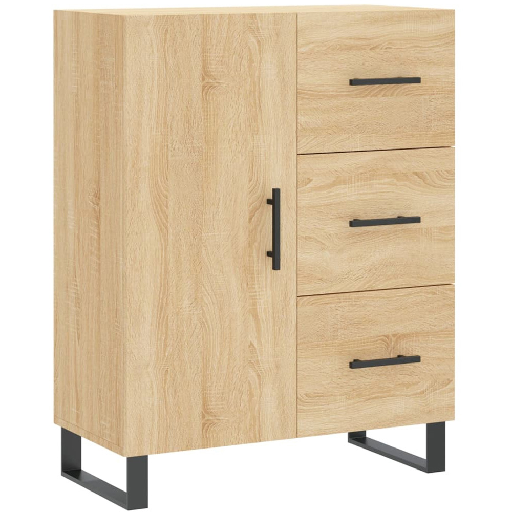 vidaXL 3 Door 3 Drawer Sonoma Oak Glass Highboard Image 7