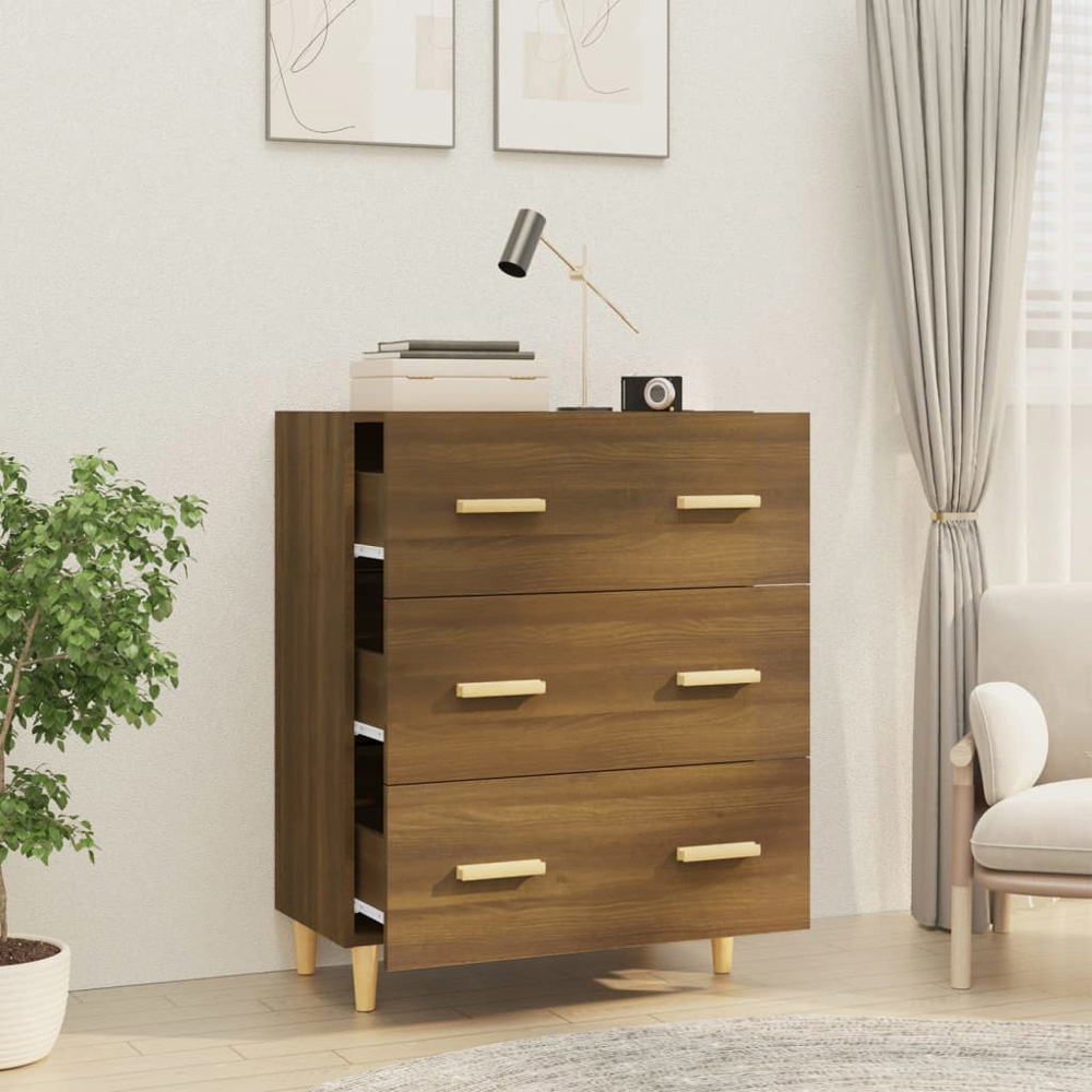 vidaXL 3 Drawer Brown Oak Sideboard Image 6