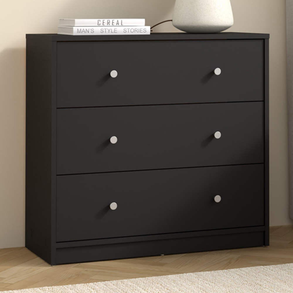Furniture To Go May 3 Drawer Black Chest of Drawers Image 1
