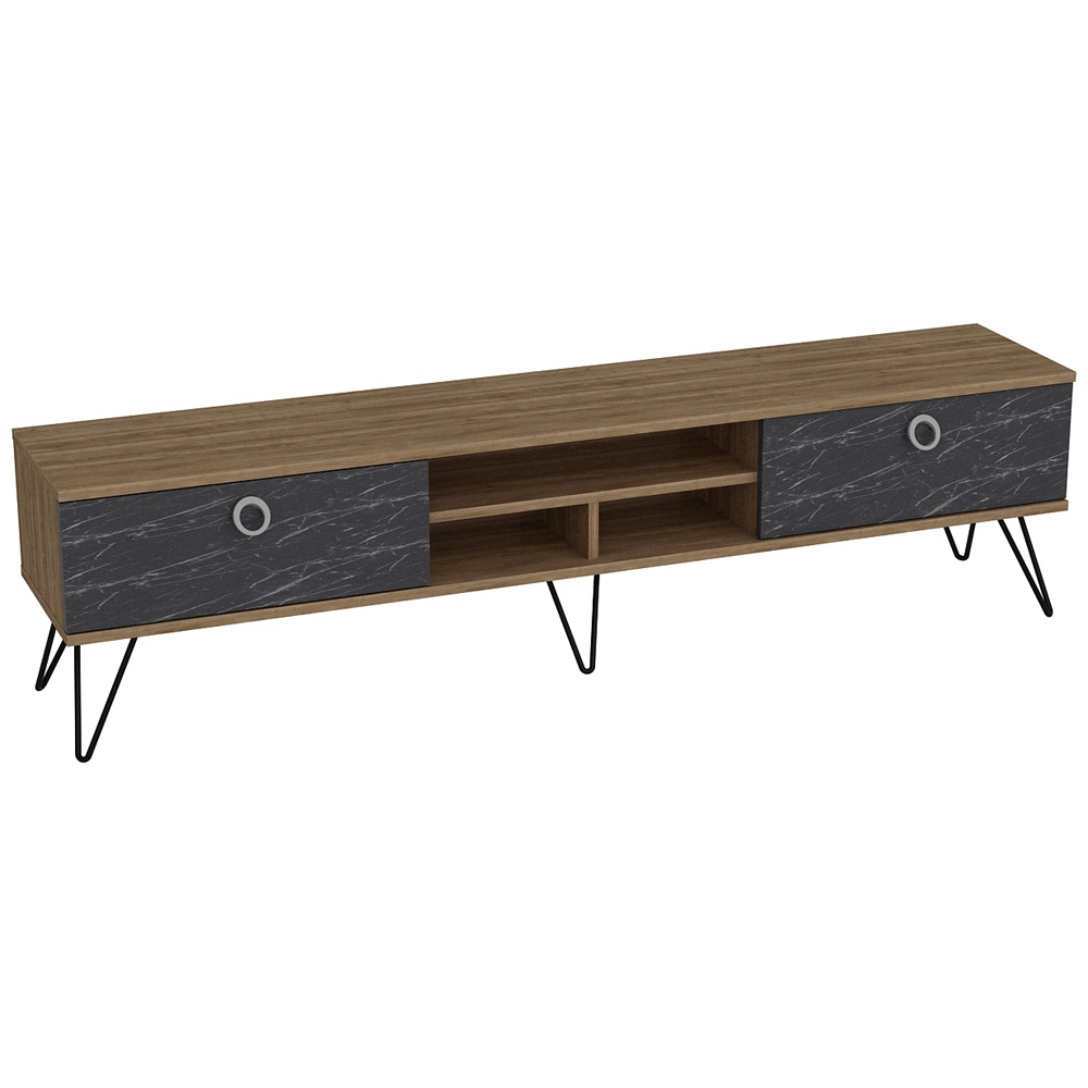 Decorotika Lorenz 2 Door 3 Shelf Bendire and Walnut TV Unit Image 2