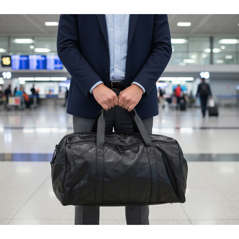Avilo Wide Opening Patchwork Leather Travel Bag Image 2