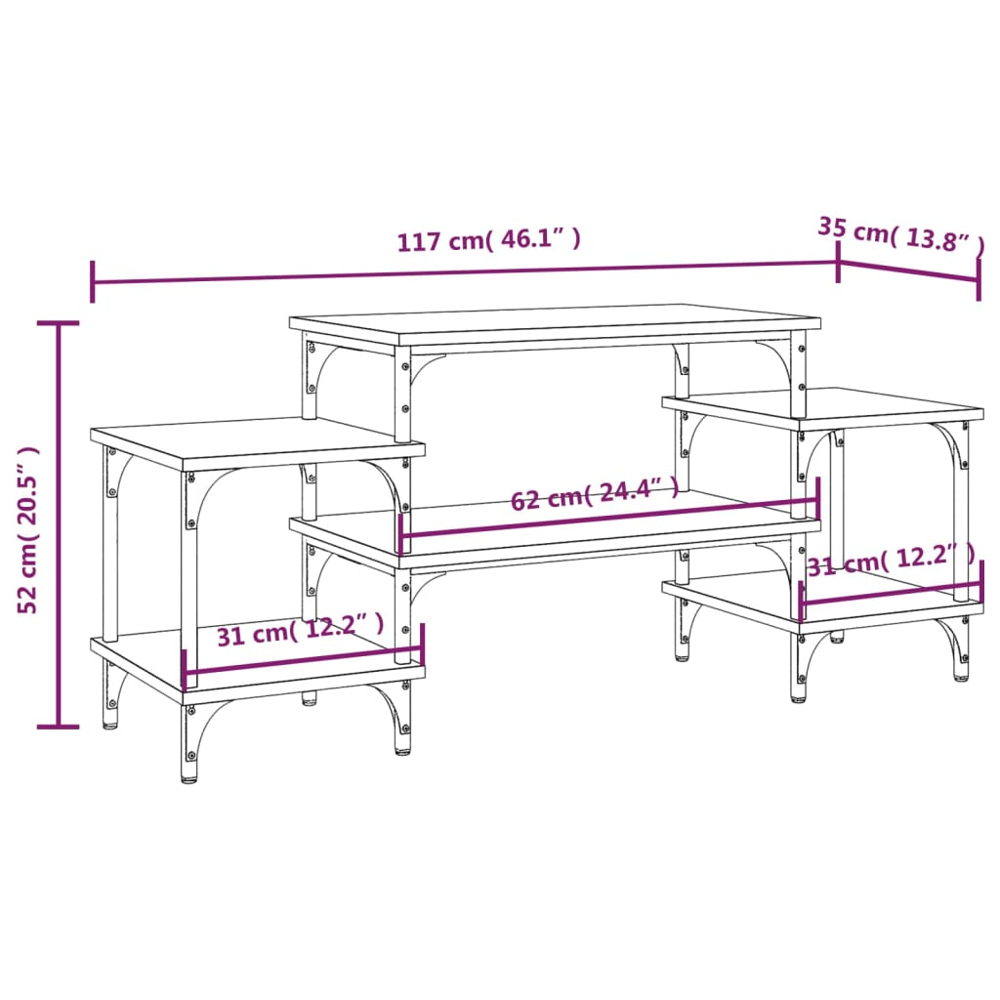 vidaXL 5 Shelf Grey Sonoma TV Cabinet Image 9