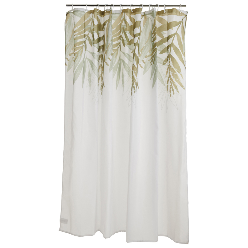 Wilko Shower Curtain Green Leaves 180cm Wilko