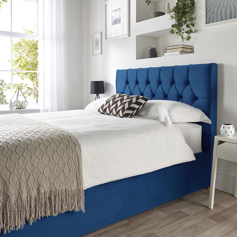 Catherine Lansfield Boutique Single Navy Velvet Ottoman Bed Image 5