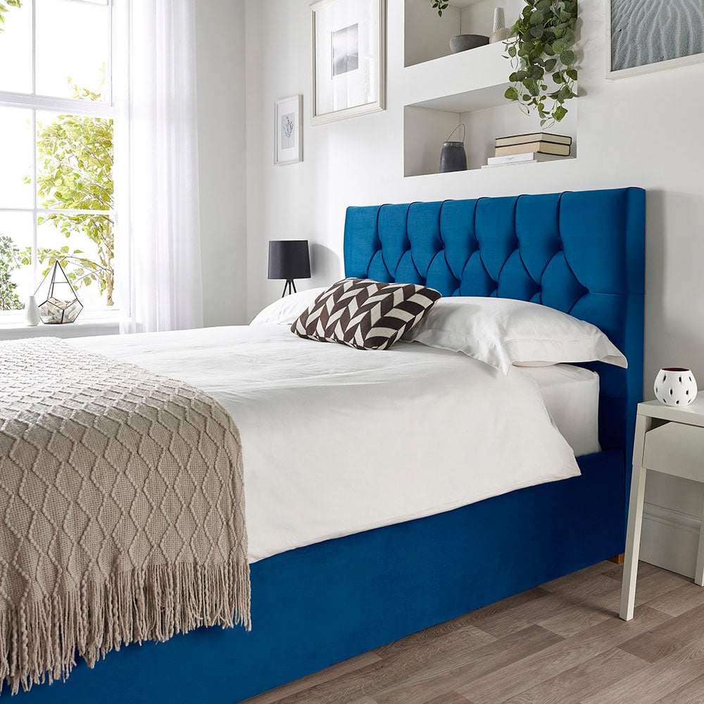 Catherine Lansfield Boutique King Size Navy Velvet Ottoman Bed Image 5