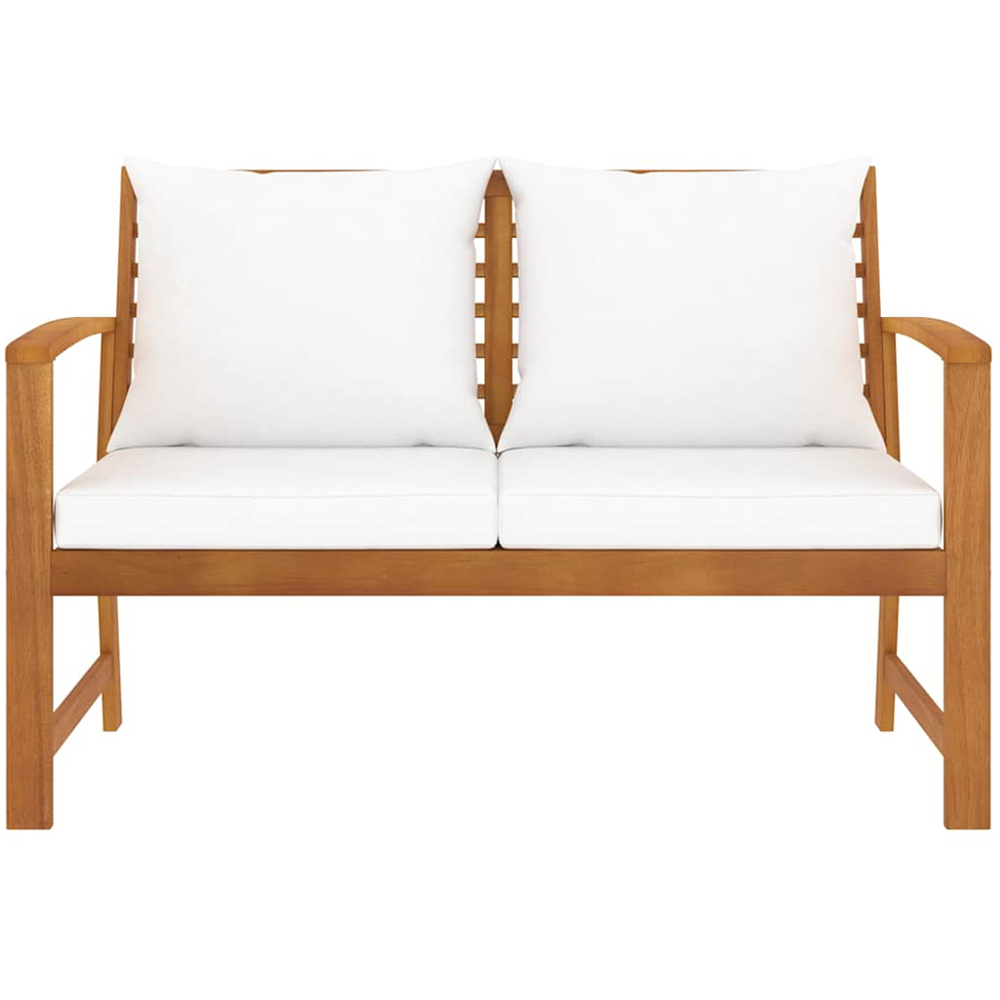 vidaXL 2 Seater Brown Solid Acacia Wood Garden Bench with Cushions Image 2