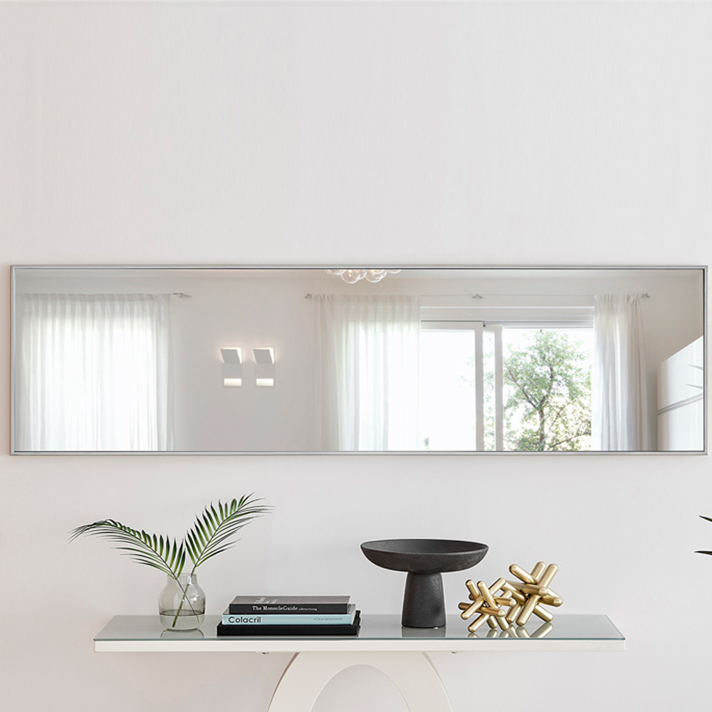 Furniturebox Austen Rectangular Silver Extra Large Metal Wall Mirror 170 x 50cm Image 7