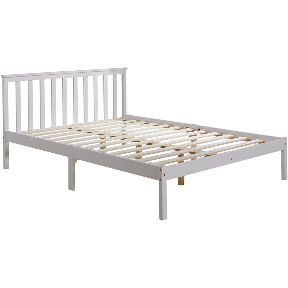 Home Source Florida Double White Low End Wooden Bed Image 2