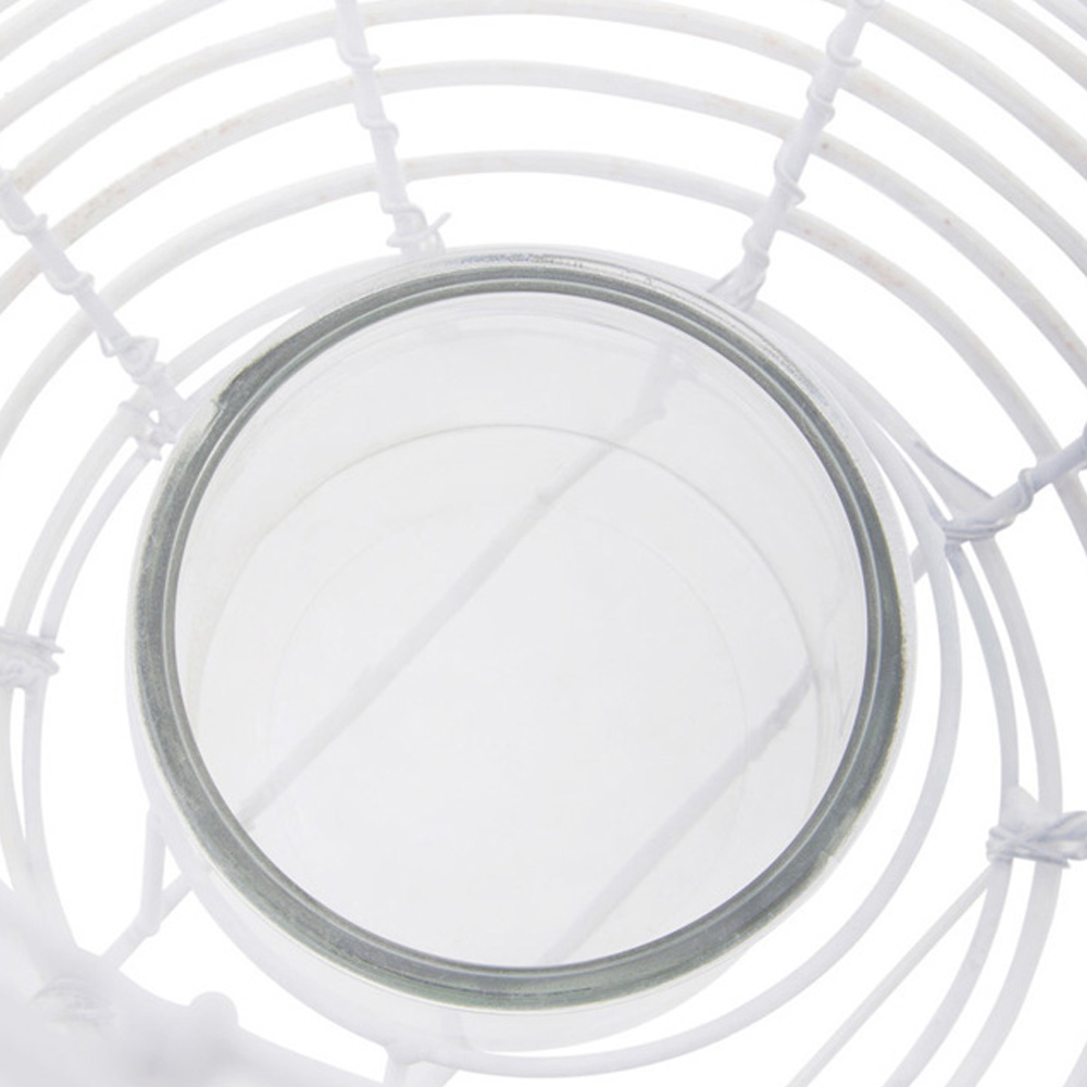 Premier Housewares Lentigo White Rattan Lantern Large  Image 6