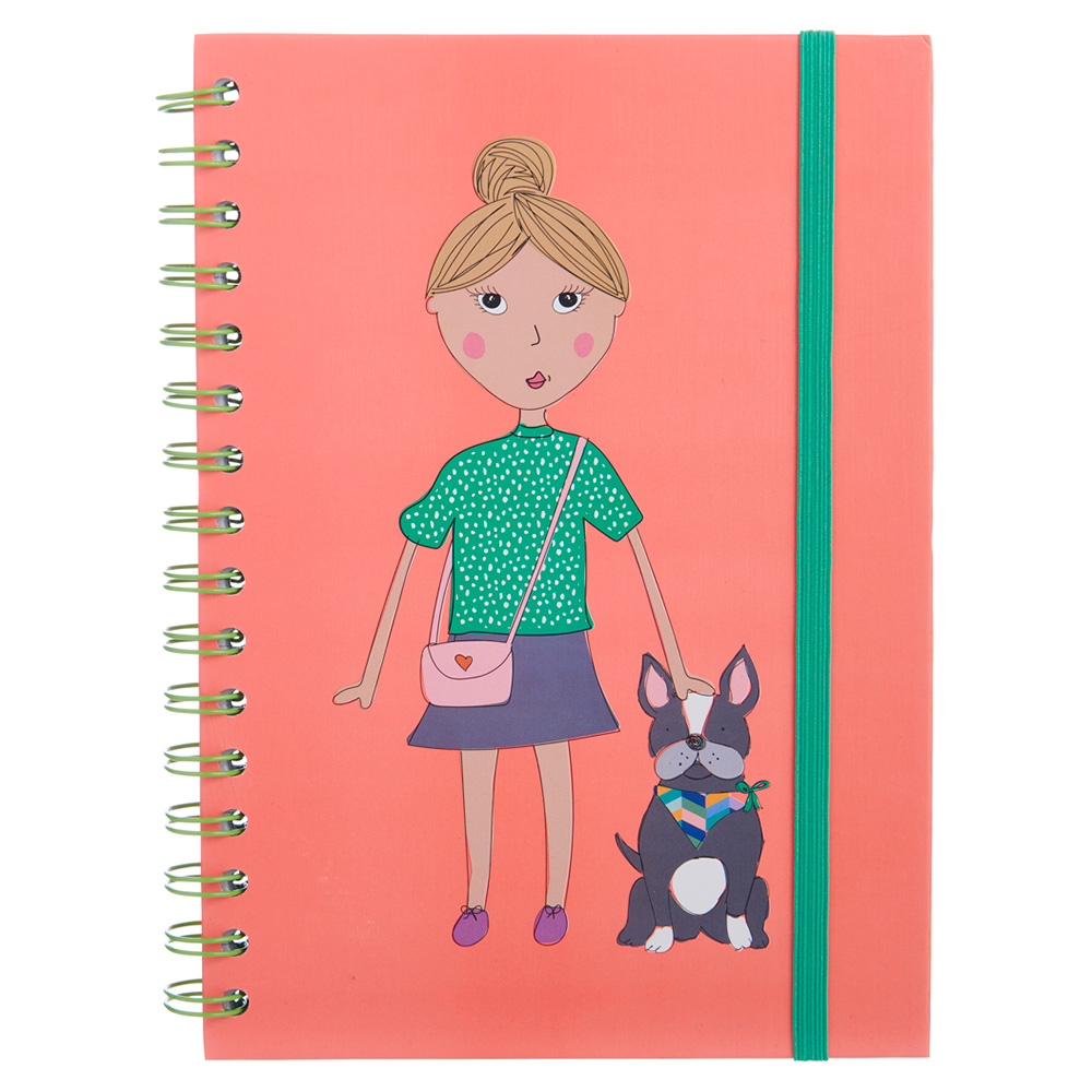 Wilko A5 Girl With Dog Wiro Notebook Image 1