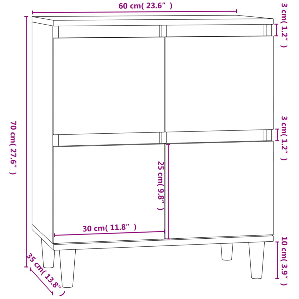 vidaXL 4 Door Smoked Oak Sideboard Image 9