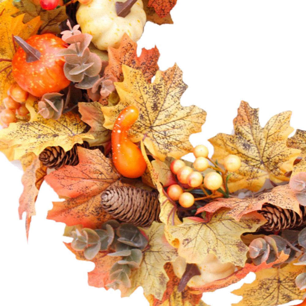 Living and Home Halloween Autumn Maple Leaf Door Wreath 50cm Image 3