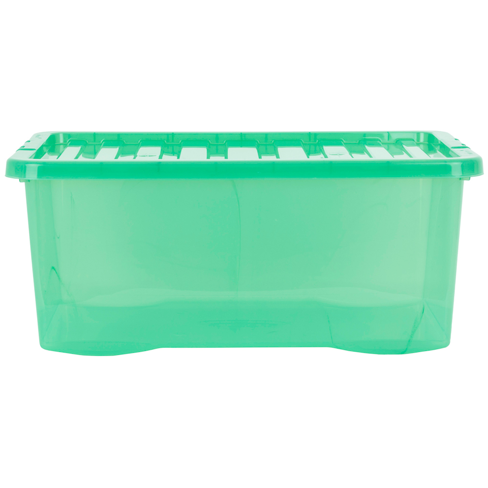 Wham Crystal 45L Clear Green Stackable Plastic Storage Box and Lid Pack 5 Image 4