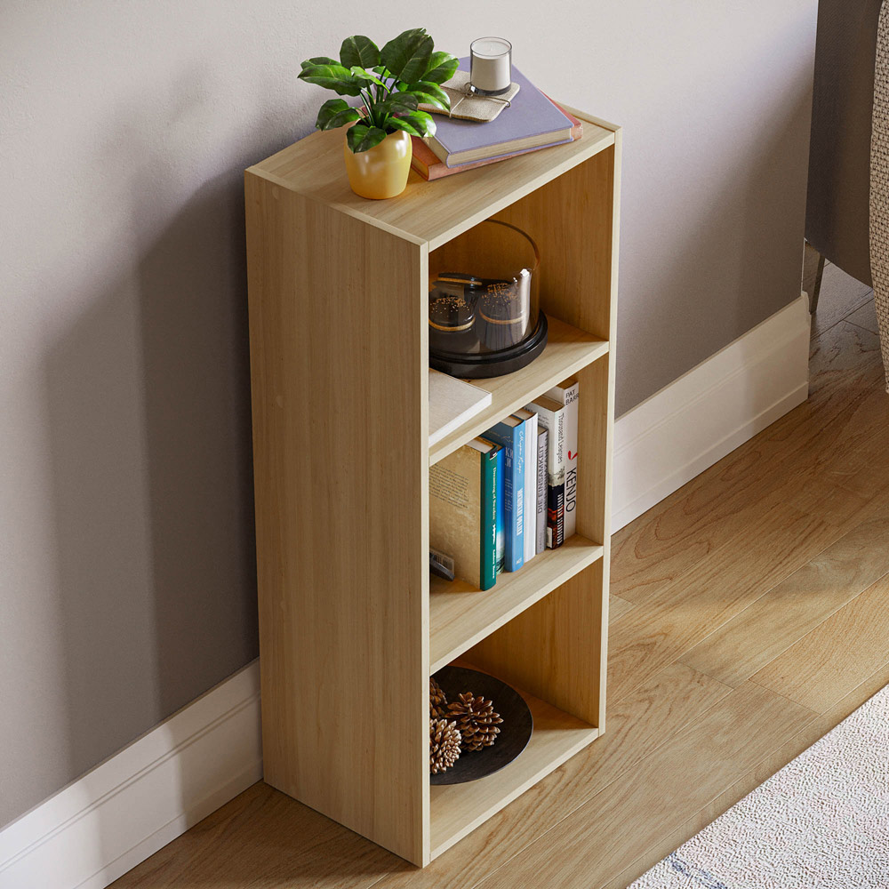 Vida Designs Oxford 3 Shelf Oak Cube Bookcase Image 4