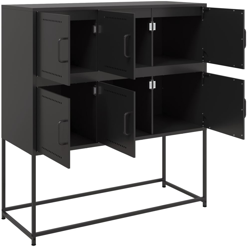 vidaXL 6 Door Black Metal Sideboard Image 6
