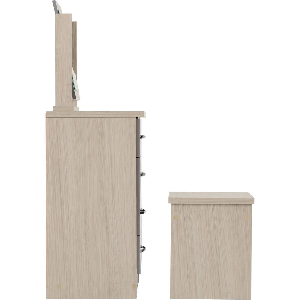 Seconique Nevada 4 Drawer Gloss Grey and Light Oak Veneer Dressing Table Set with Mirror Image 7