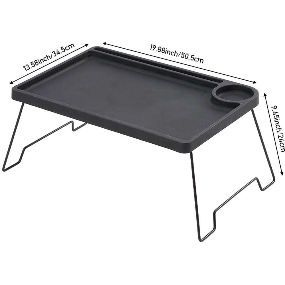 Living and Home Black Foldable Bed Table with Cup Holder Image 8