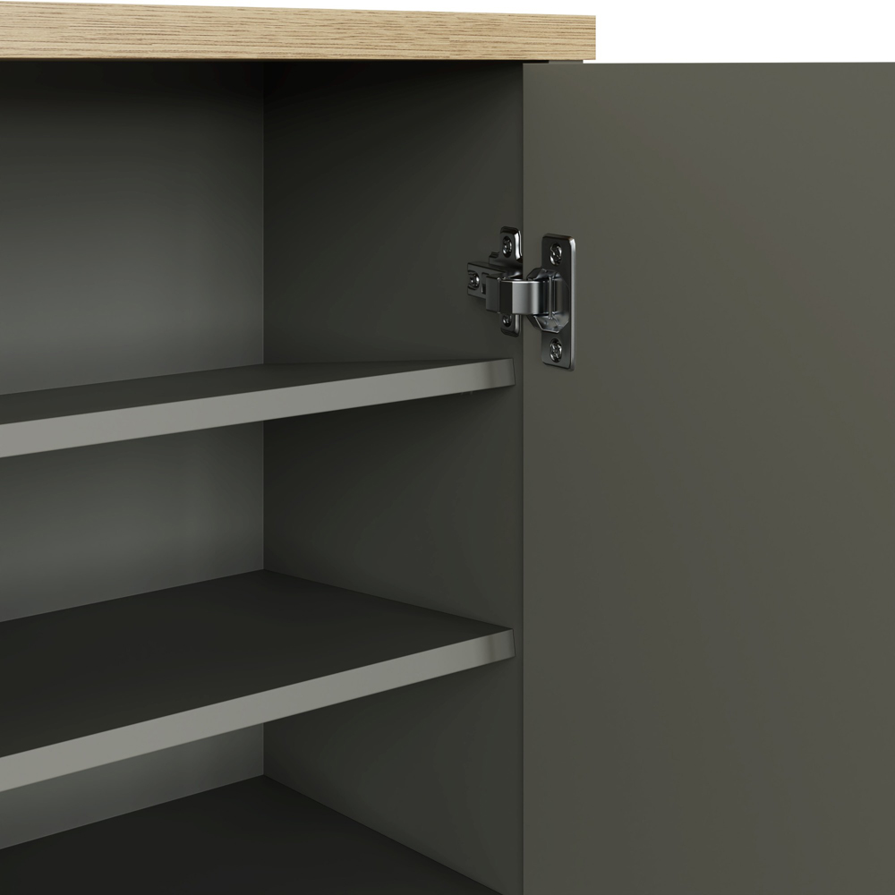 GFW Lancaster 2 Door Grey and Oak Tall Shoe Cabinet Image 6