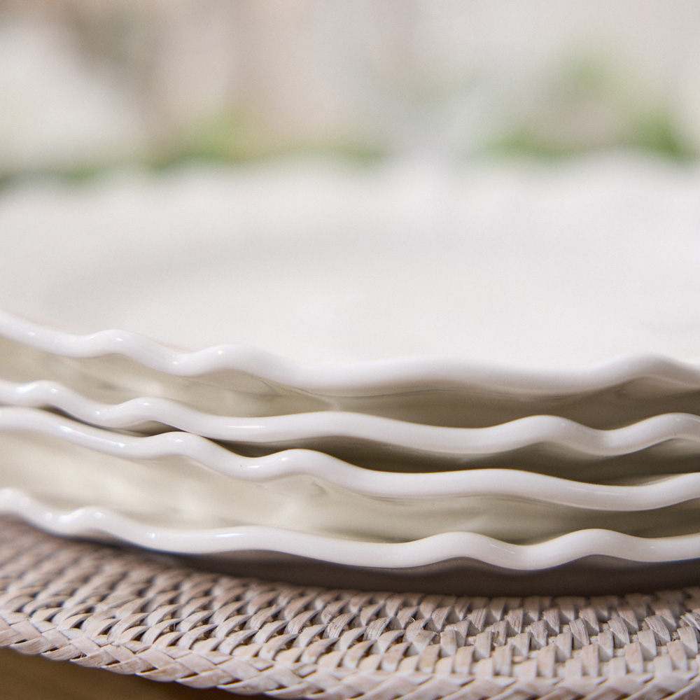 Dibor Rippled Effect White 4 Piece Dinner Plate Set Image 4